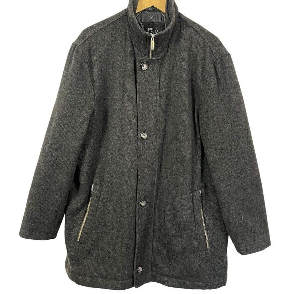 Jos A Bank Mens Wool Brown Mens Full Zip Winter Business Casual Coat Jacket L